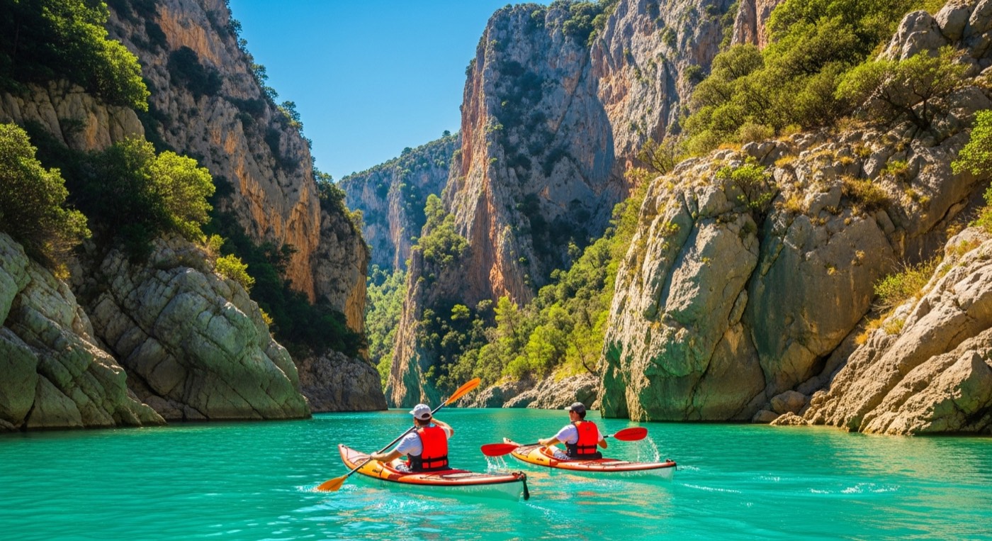 Eau émeraude entre les parois du Verdon